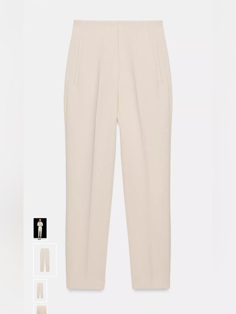 Zara Cream Tailored Straight Trousers Women's